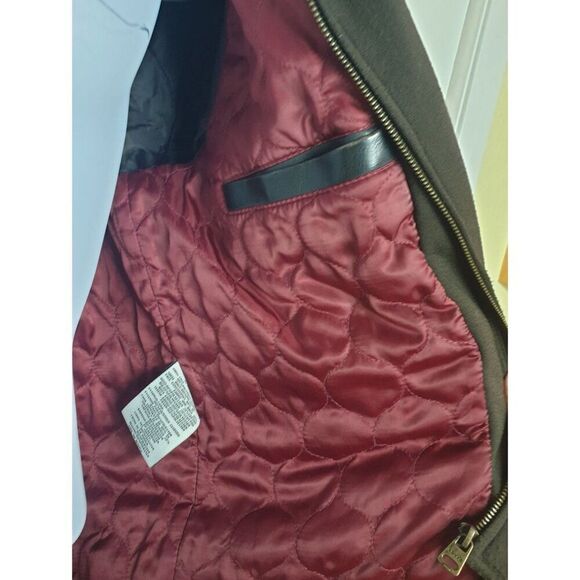 VTG Levi's Men's Faux Leather Jacket L With Brown Hoodie Quilted Lining Zip LG - Picture 6 of 6